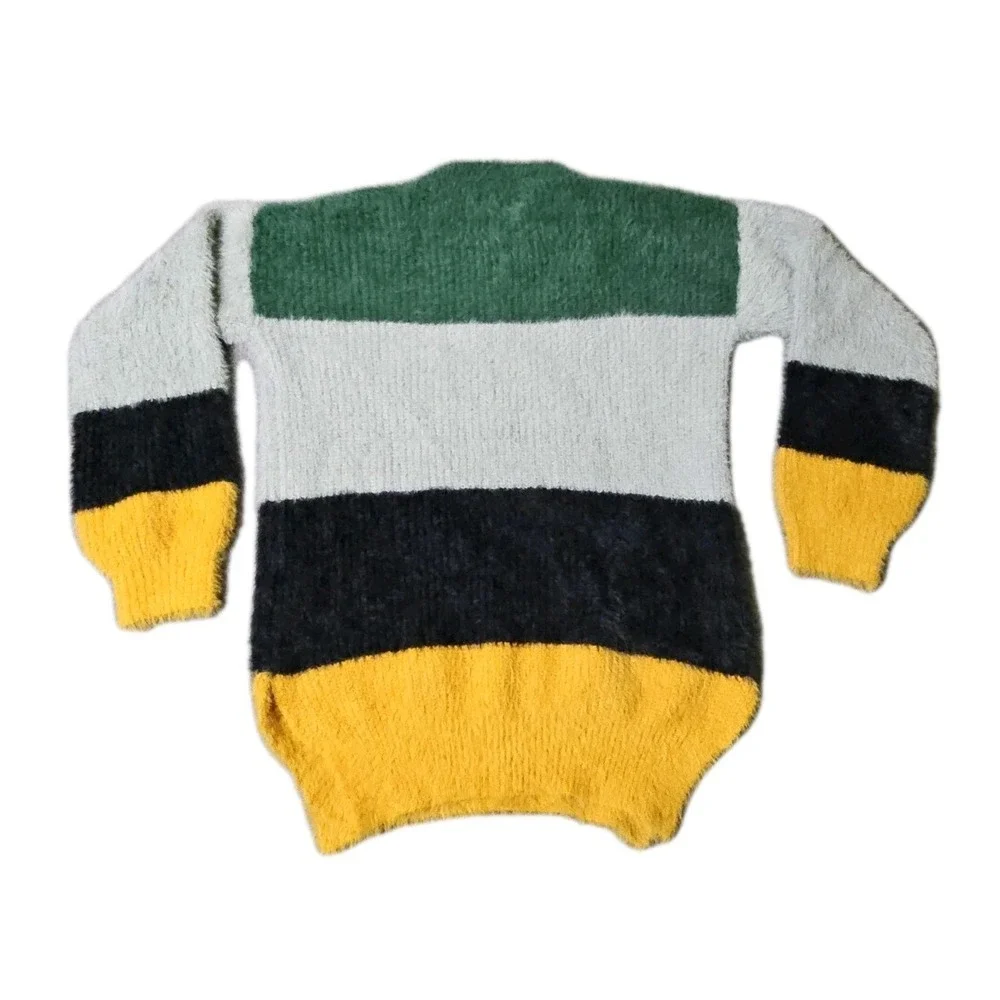 Compania Fantastica Stripe Print Textured Fuzzy‎ Knit Sweater Womens Medium
